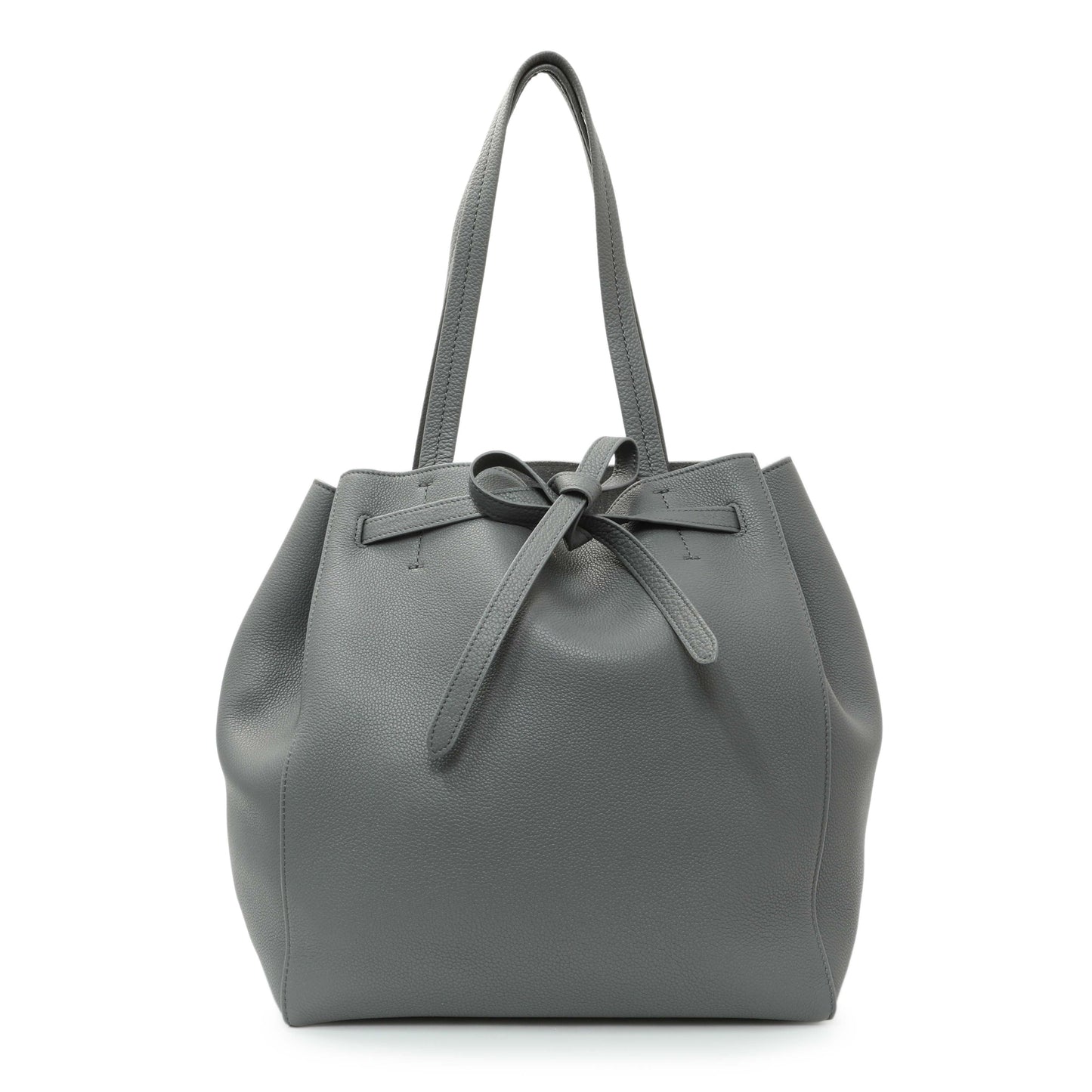 Exclusive Celine Grey Soft Grained Calfskin Medium Belt Cabas Phantom — Front View
