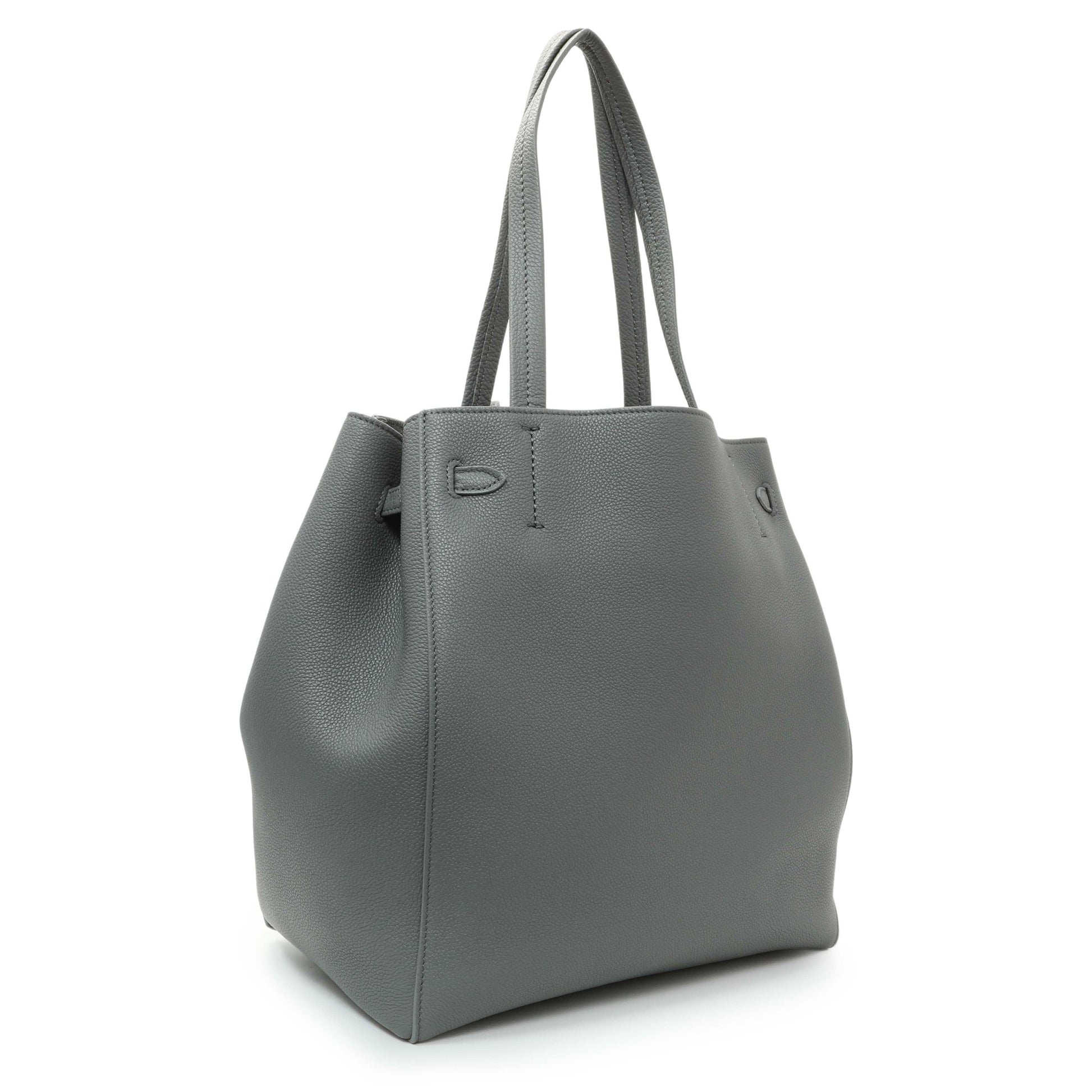 Exclusive Celine Grey Soft Grained Calfskin Medium Belt Cabas Phantom — Side View