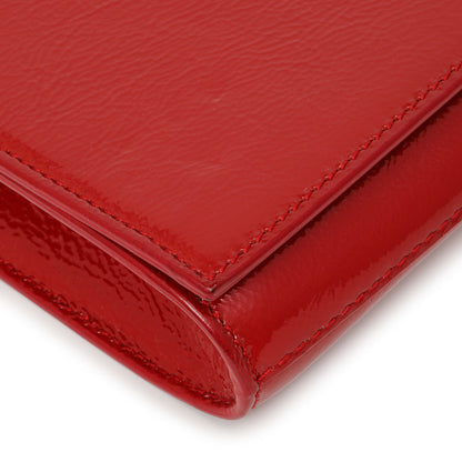 Exclusive Saint Laurent Red Textured Patent Monogram Large Belle De Jour Clutch — Top View