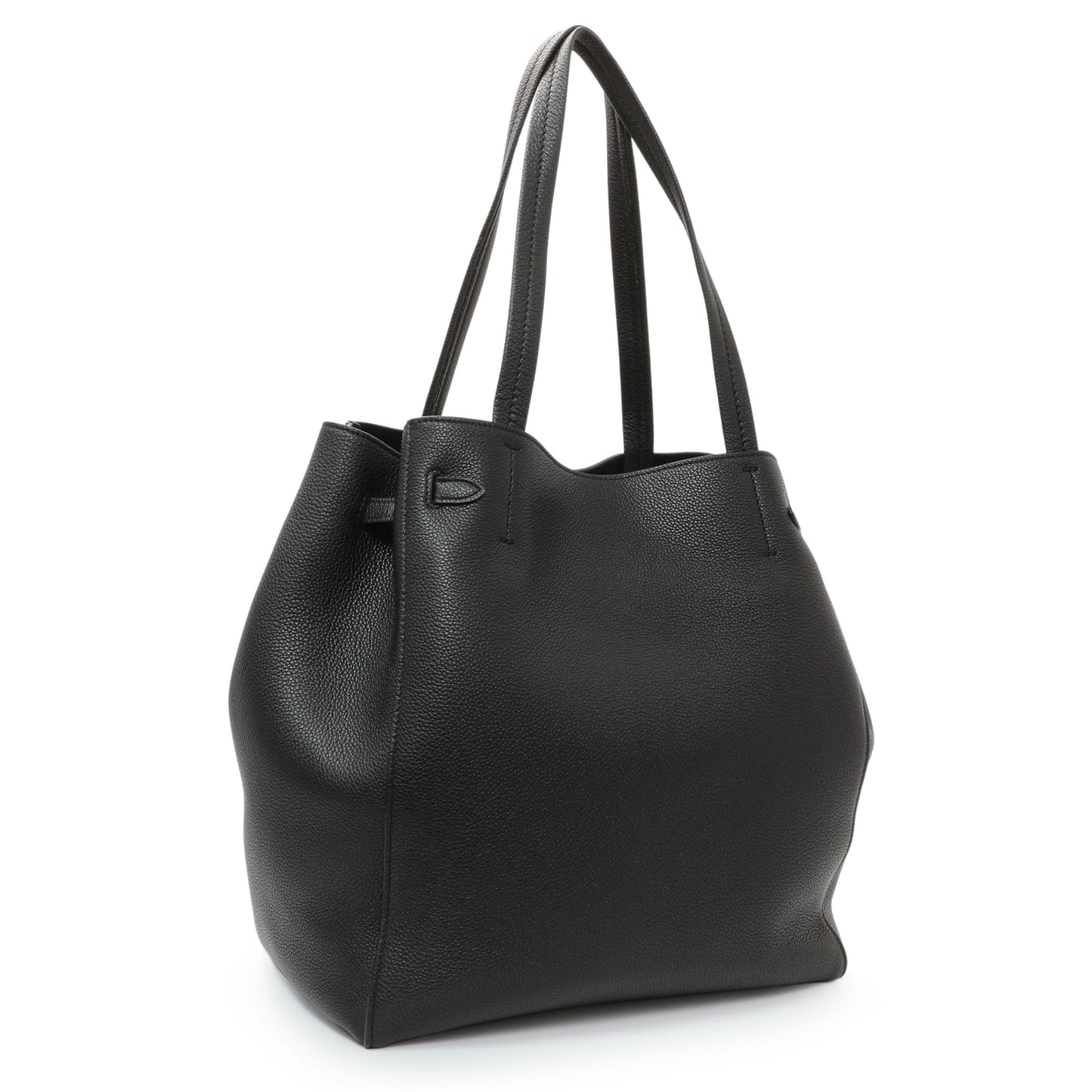 Exclusive Celine Black Soft Grained Calfskin Medium Belt Cabas Phantom — Side View