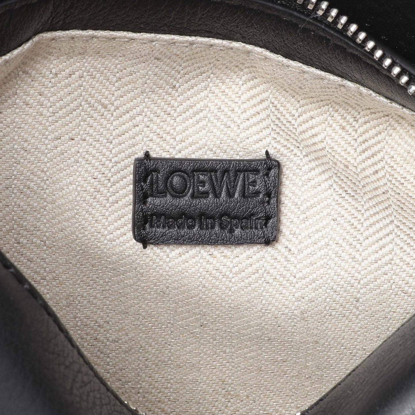 Exclusive Loewe Black Calfskin Mini Puzzle Bag — Detail View