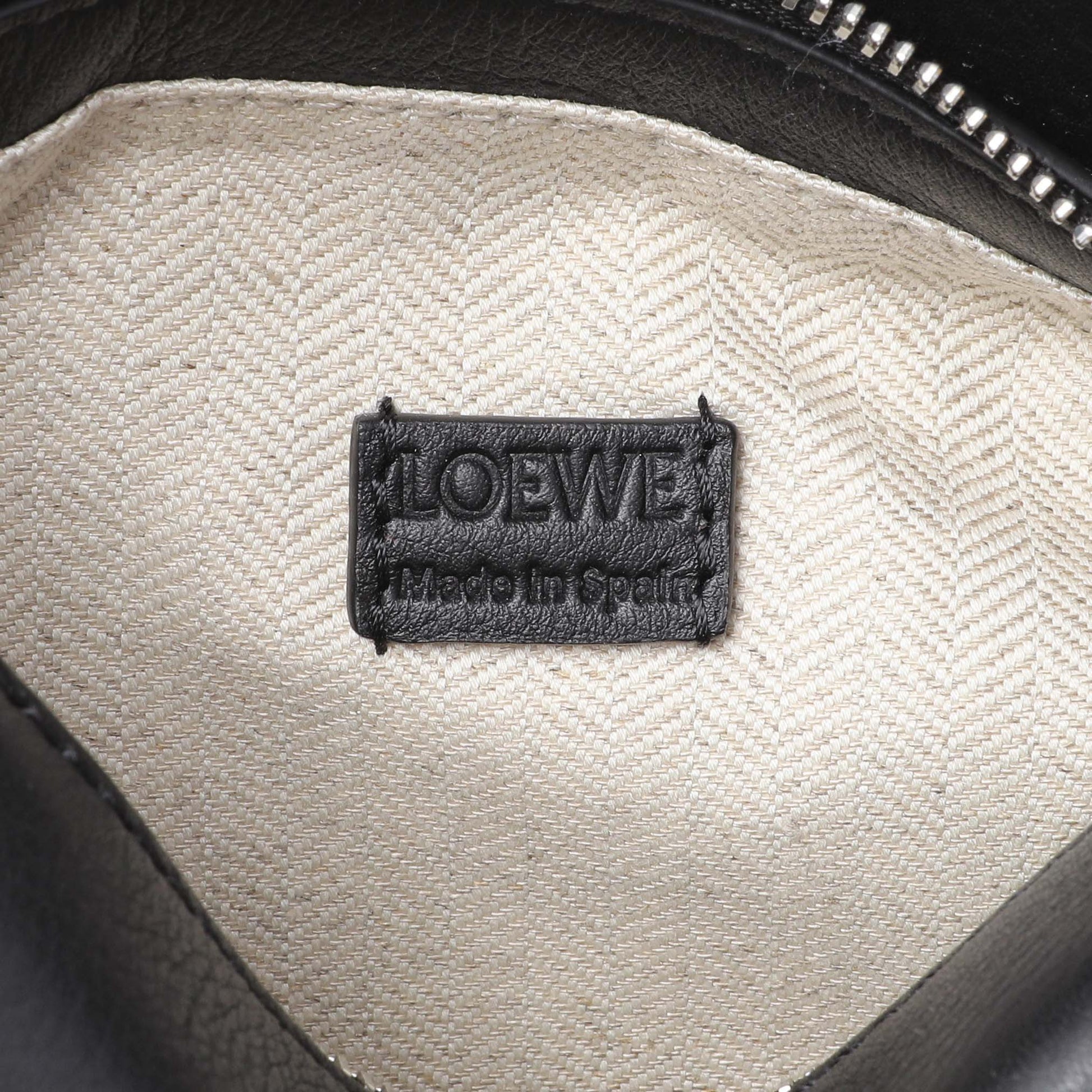 Exclusive Loewe Black Calfskin Mini Puzzle Bag — Detail View