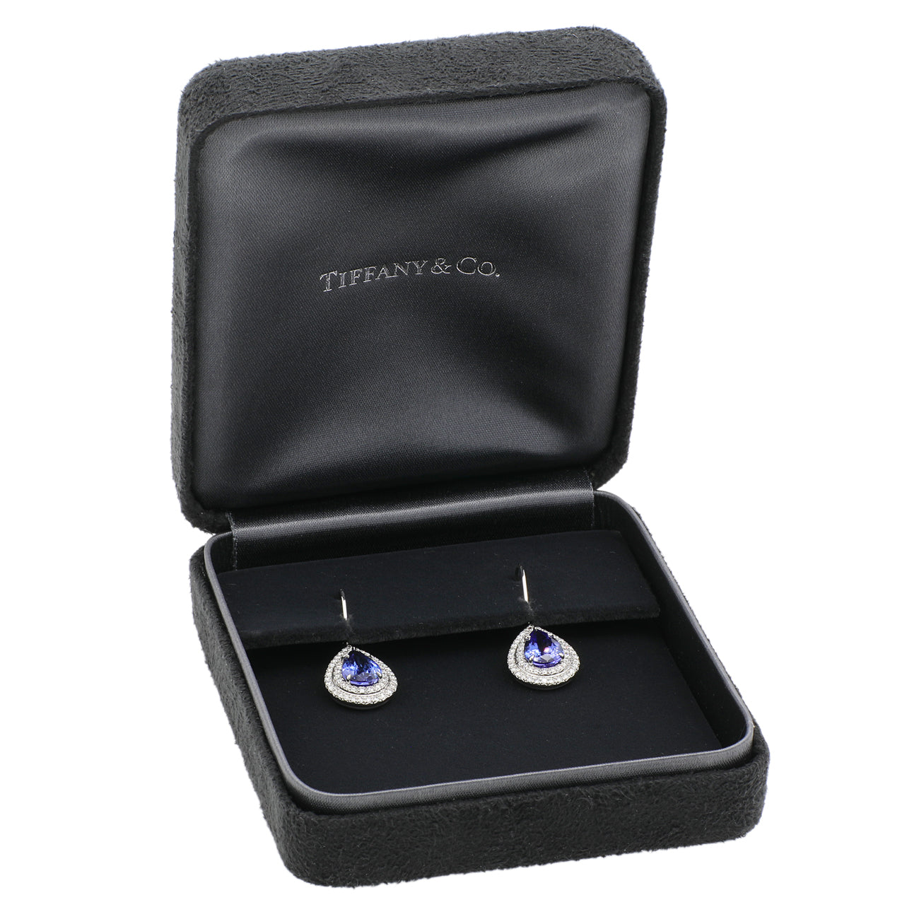 Exclusive Tiffany & Co. Platinum Tanzanite Diamond Soleste Earrings — Top View