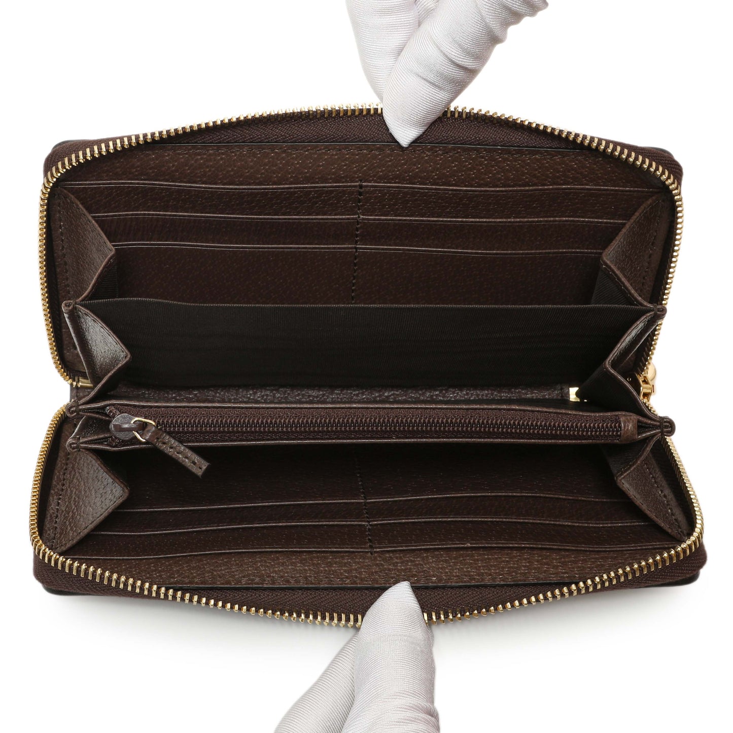 Exclusive Gucci GG Supreme Monogram Web Ophidia Zip Around Wallet — Top View