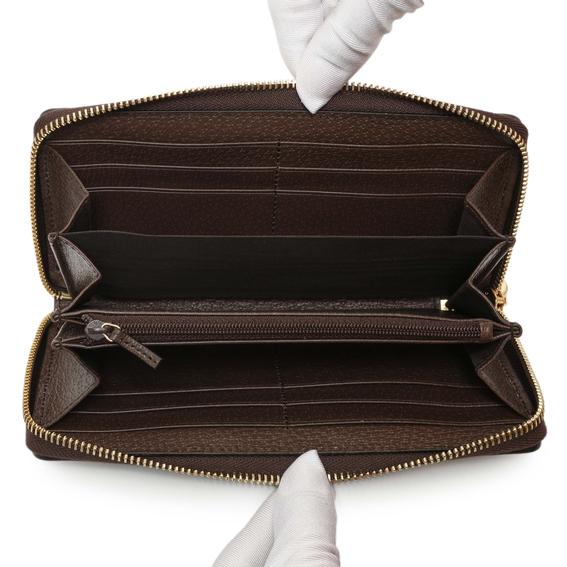 Exclusive Gucci GG Supreme Monogram Web Ophidia Zip Around Wallet — Top View