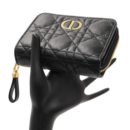 Exclusive Christian Dior Black Grained Calfskin Supple Cannage Caro Scarlet Zipped Wallet — Alternate View 8
