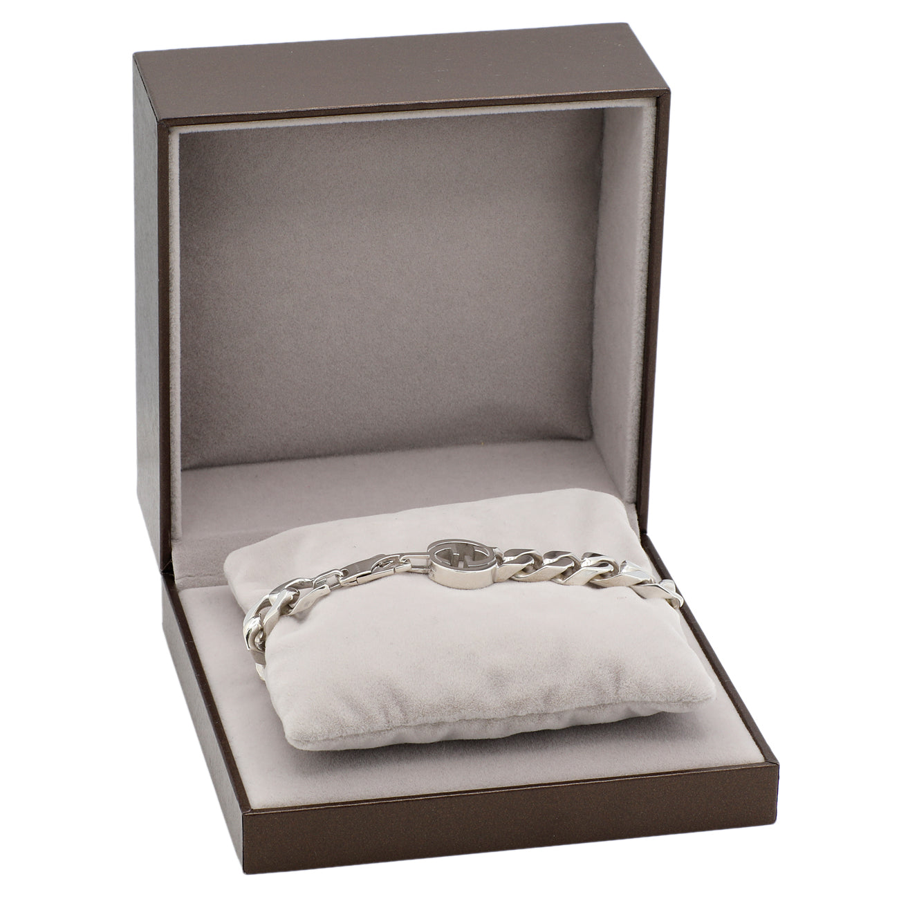 Exclusive Gucci Sterling Silver Interlocking G Bracelet — Top View