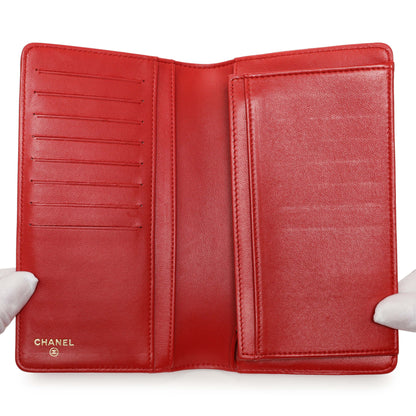 Exclusive Chanel Red Quilted Lambskin Boy Yen Wallet — Top View