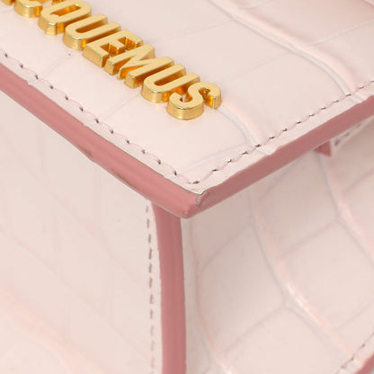 Exclusive Jacquemus Pink Crocodile Embossed Calfskin Moyen Le Chiquito — Detail View