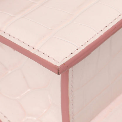 Exclusive Jacquemus Pink Crocodile Embossed Calfskin Moyen Le Chiquito — Top View