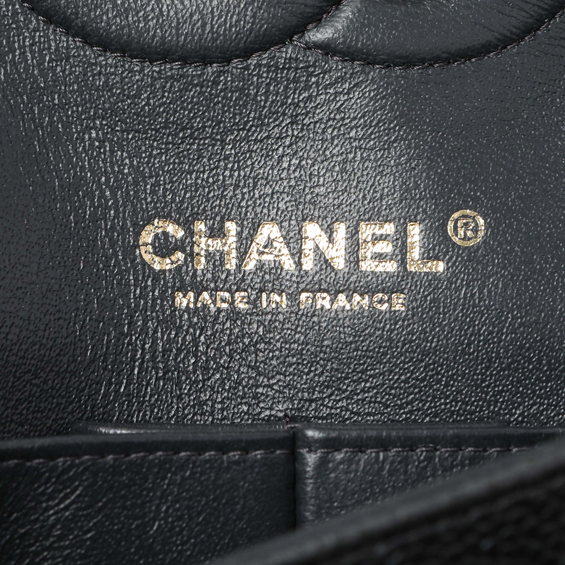 Exclusive Chanel Dark Grey Caviar Medium Classic Double Flap — Alternate View 9
