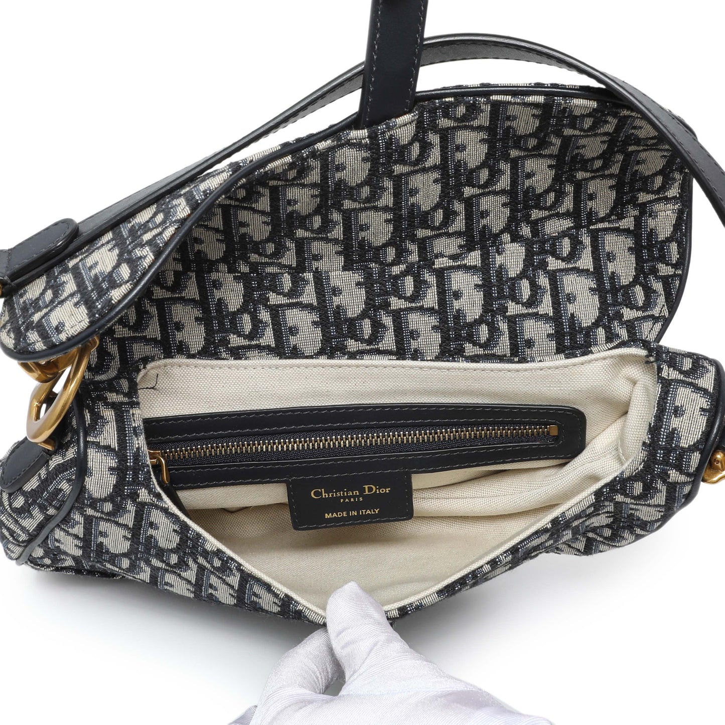 Exclusive Christian Dior Oblique Saddle Bag — Top View