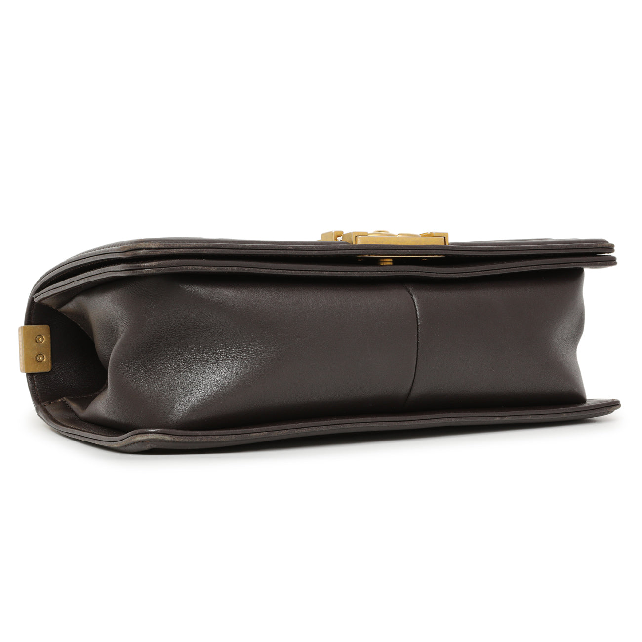 Exclusive Chanel Dark Brown Quilted Calfskin Medium Boy Bag — Top View