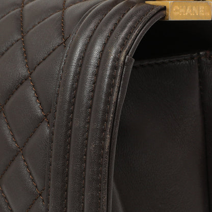 Exclusive Chanel Dark Brown Quilted Calfskin Medium Boy Bag — Alternate View 12
