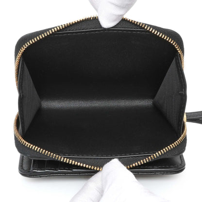 Exclusive Christian Dior Black Grained Calfskin Supple Cannage Caro Scarlet Zipped Wallet — Top View