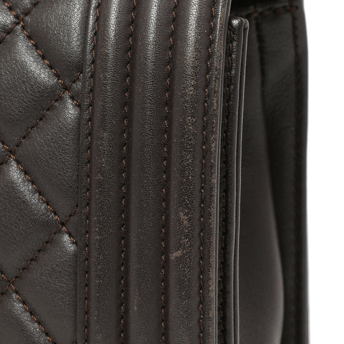 Exclusive Chanel Dark Brown Quilted Calfskin Medium Boy Bag — Alternate View 13