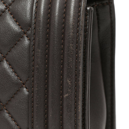 Exclusive Chanel Dark Brown Quilted Calfskin Medium Boy Bag — Alternate View 13