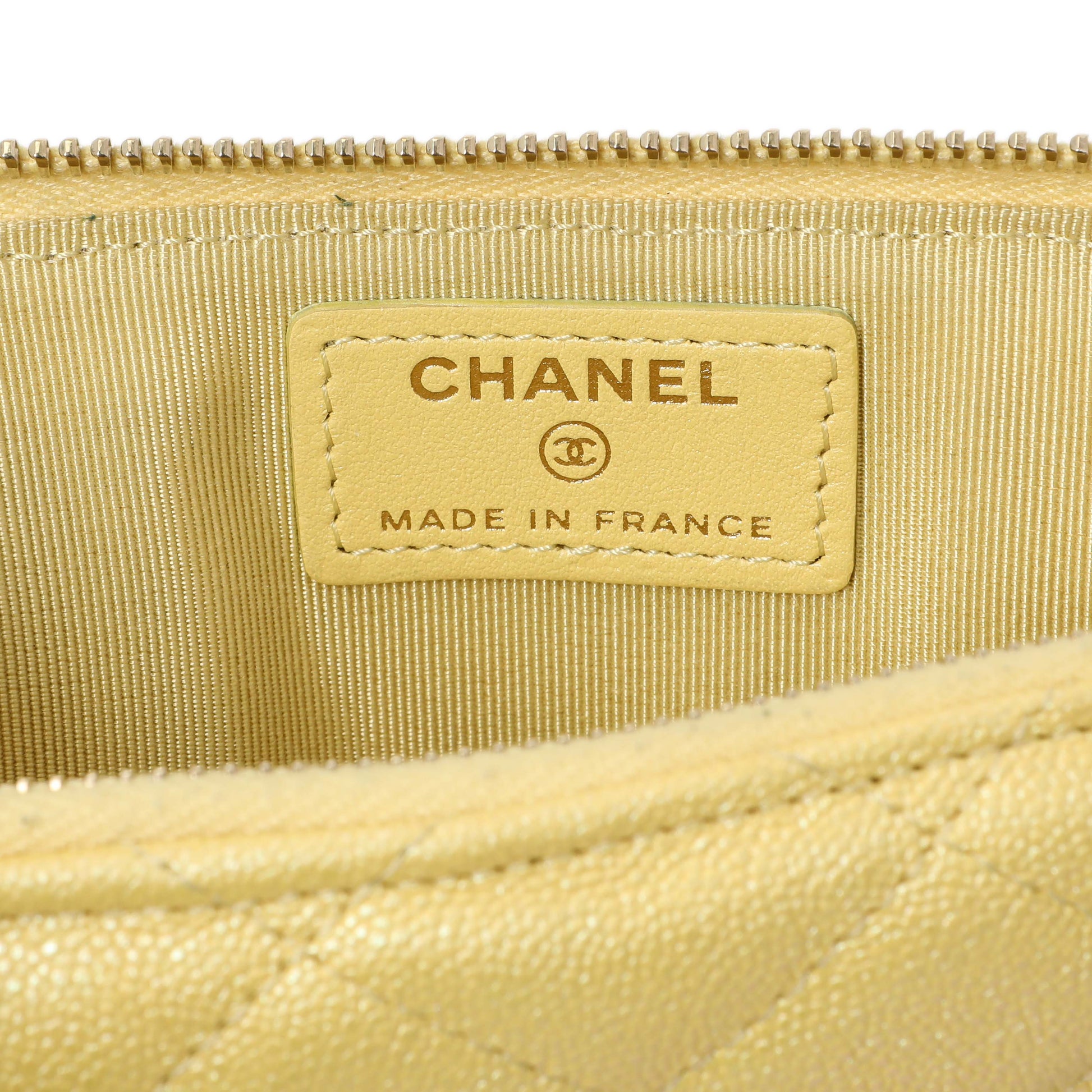 Exclusive Chanel Yellow Iridescent Caviar Classic Phone Pouch — Alternate View 9