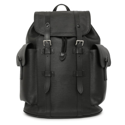 Exclusive Louis Vuitton Black Epi Christopher Backpack PM — Front View