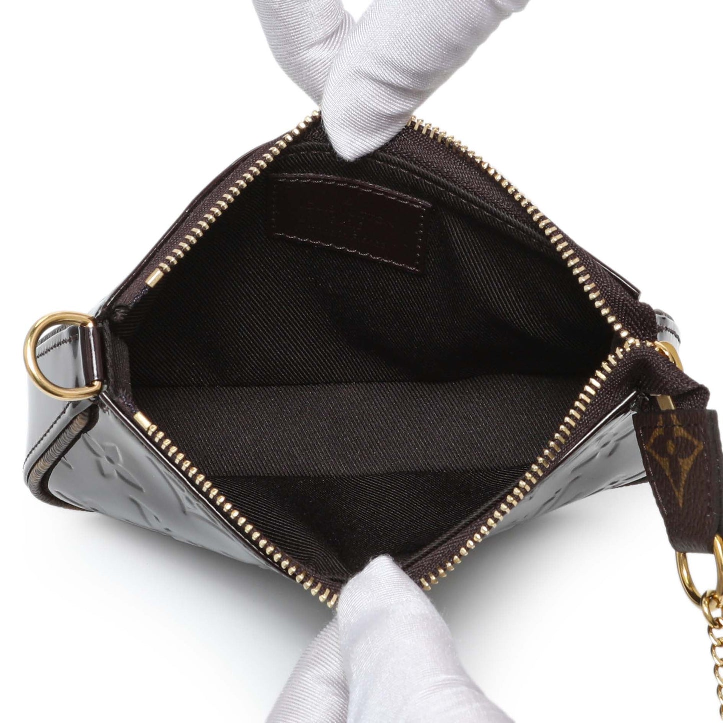 Exclusive Louis Vuitton Amarante Vernis Monogram Mini Pochette Accessories — Top View