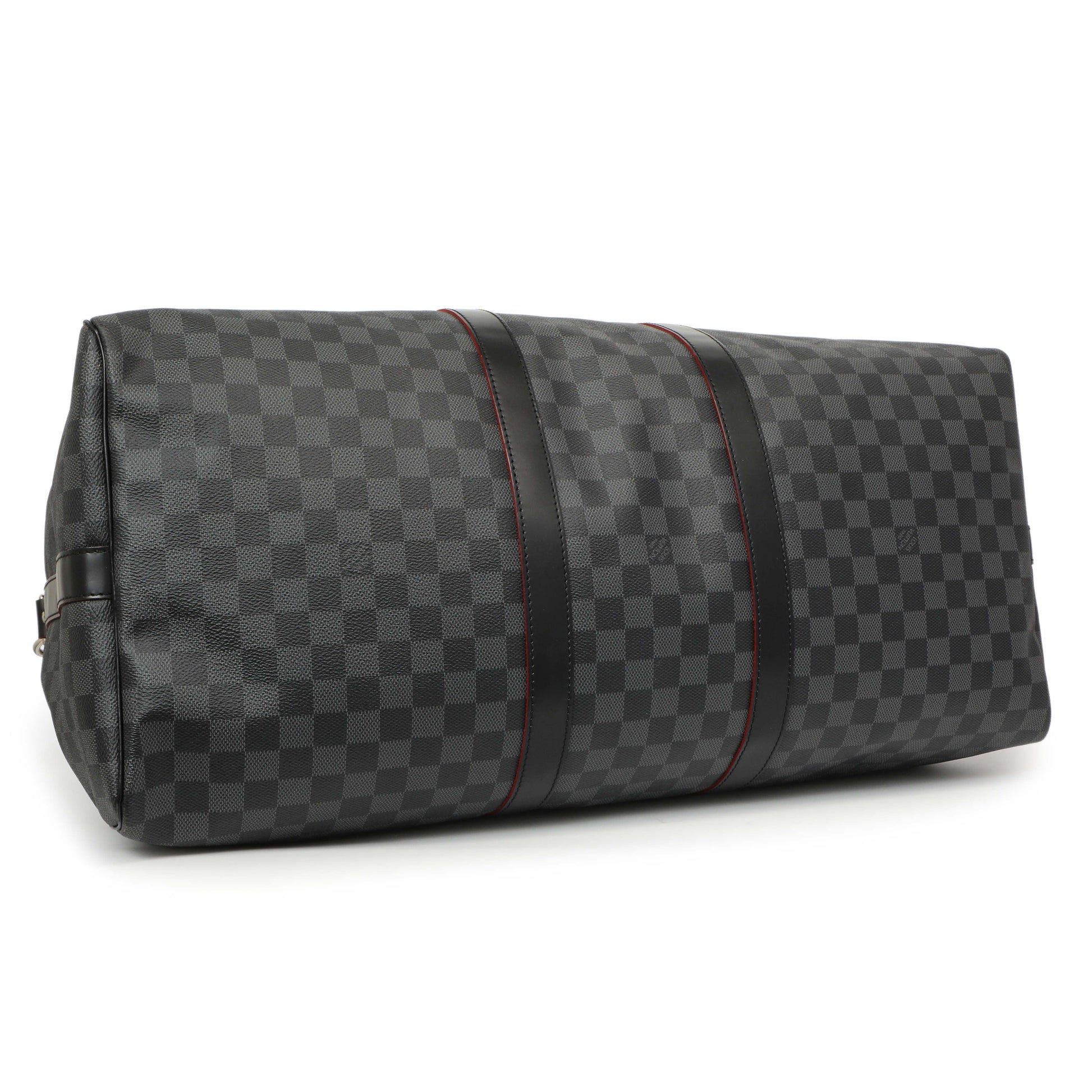 Exclusive Louis Vuitton Damier Graphite Keepall 55 Bandouliere — Back View