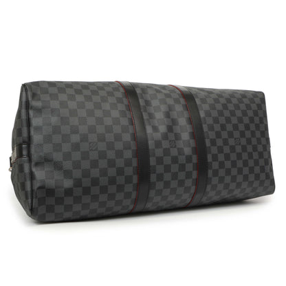 Exclusive Louis Vuitton Damier Graphite Keepall 55 Bandouliere — Back View