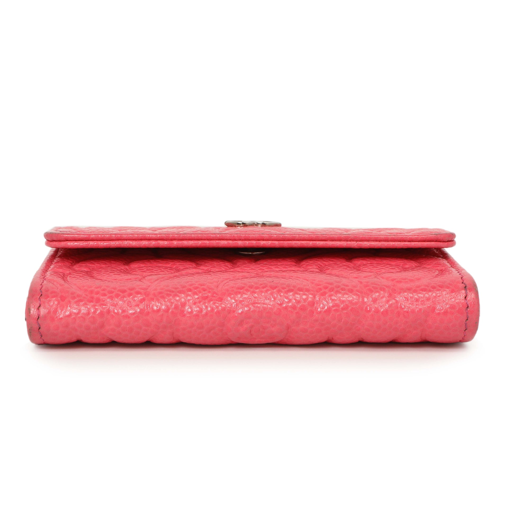 Exclusive Chanel Pink Caviar Camellia Card Holder — Back View