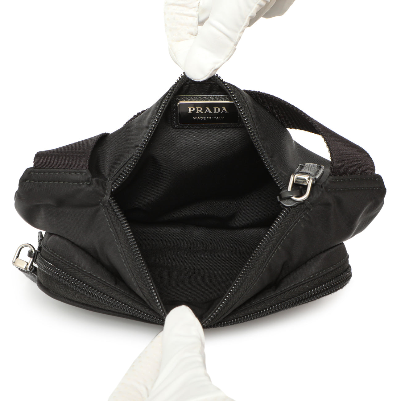 Exclusive Prada Black Re-Nylon Belt Bag — Top View