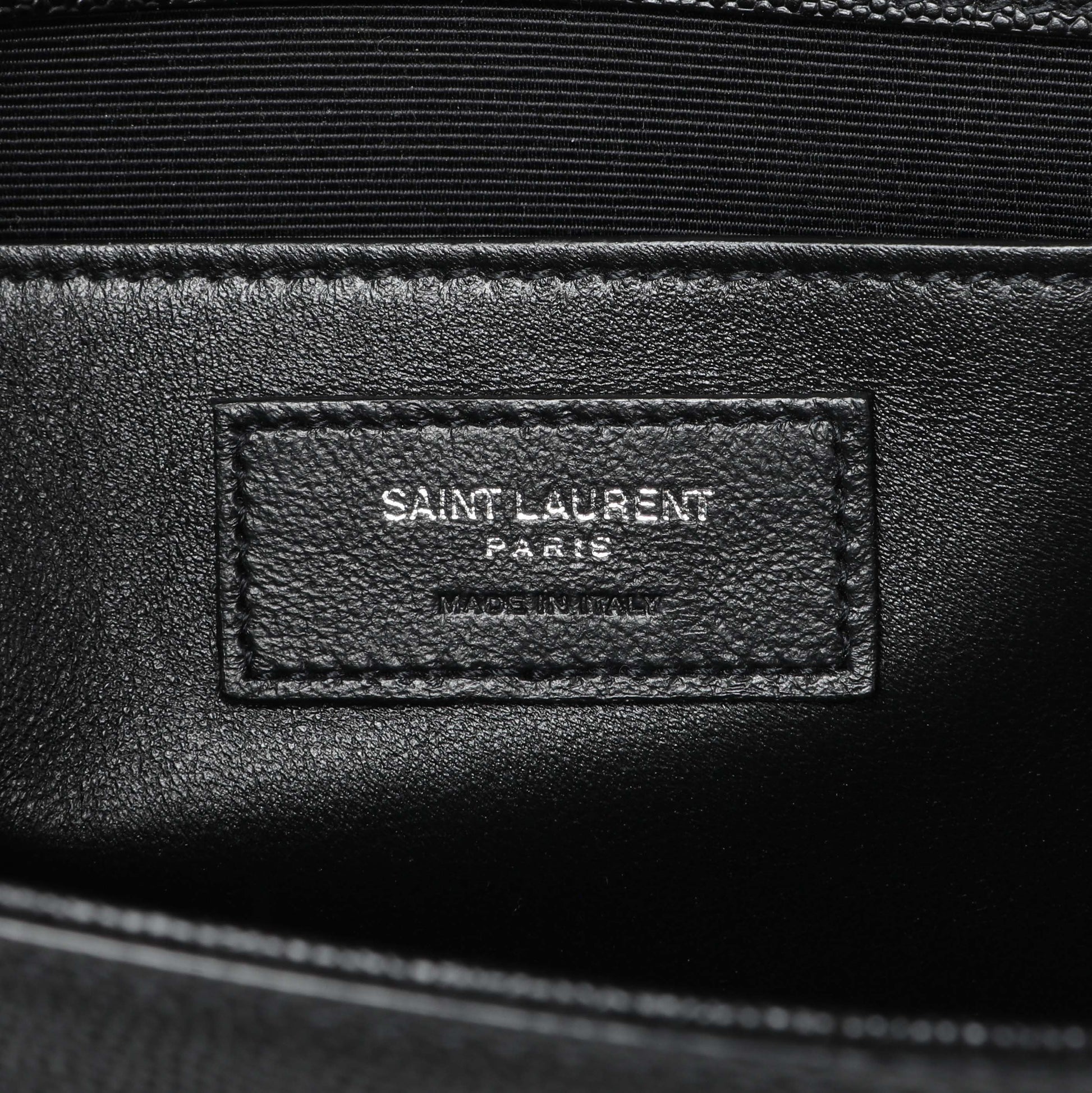 Exclusive Saint Laurent Black Grain De Poudre Medium Monogram Kate Satchel — Detail View
