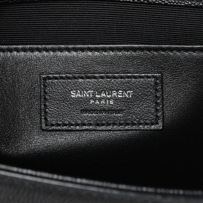 Exclusive Saint Laurent Black Grain De Poudre Medium Monogram Kate Satchel — Detail View