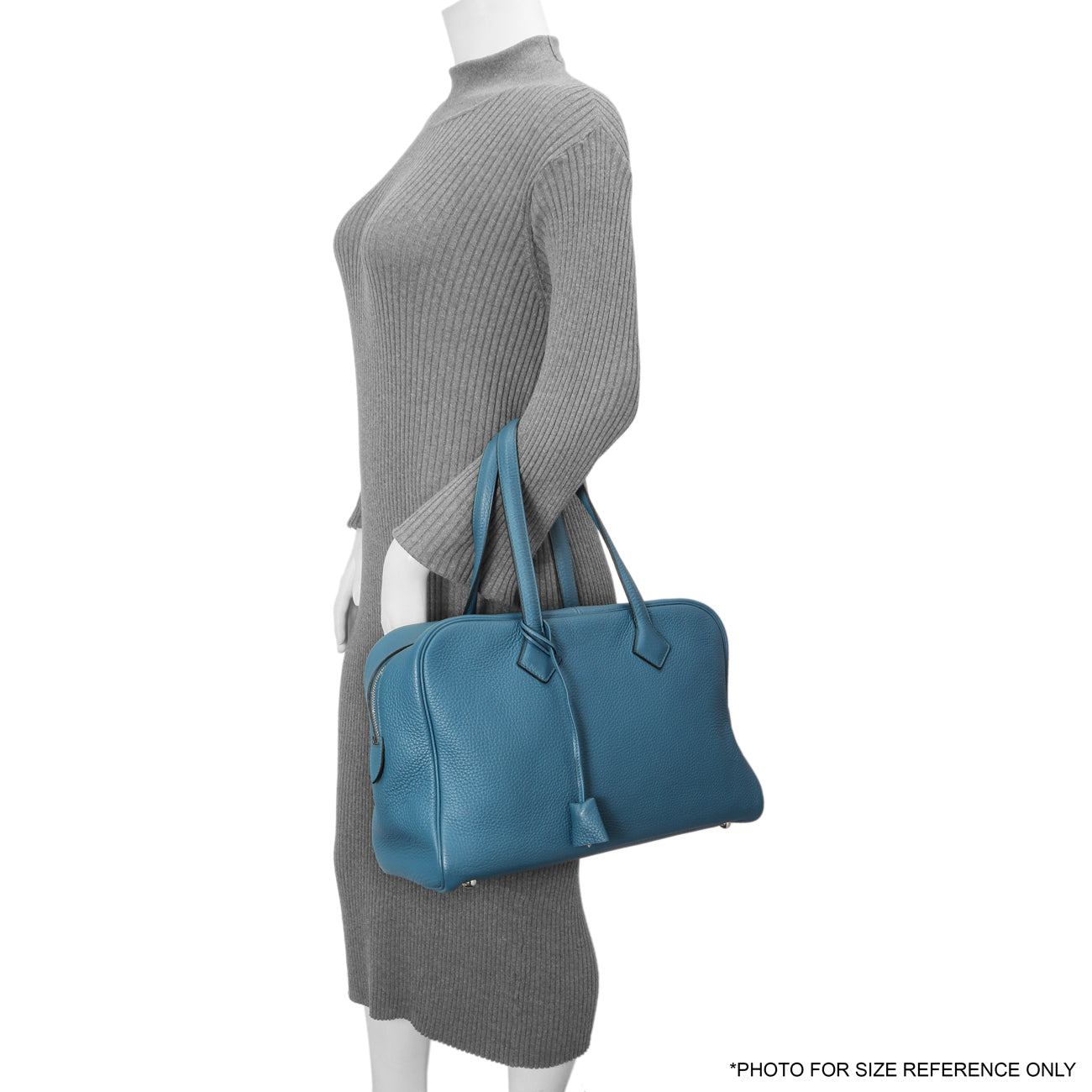 Exclusive Hermes Cobalt Clemence Victoria II 35 — Alternate View 9