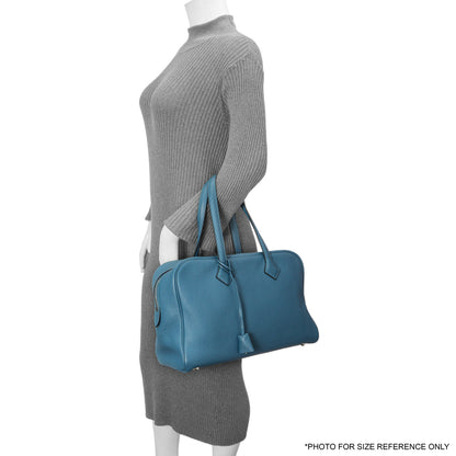 Exclusive Hermes Cobalt Clemence Victoria II 35 — Alternate View 9