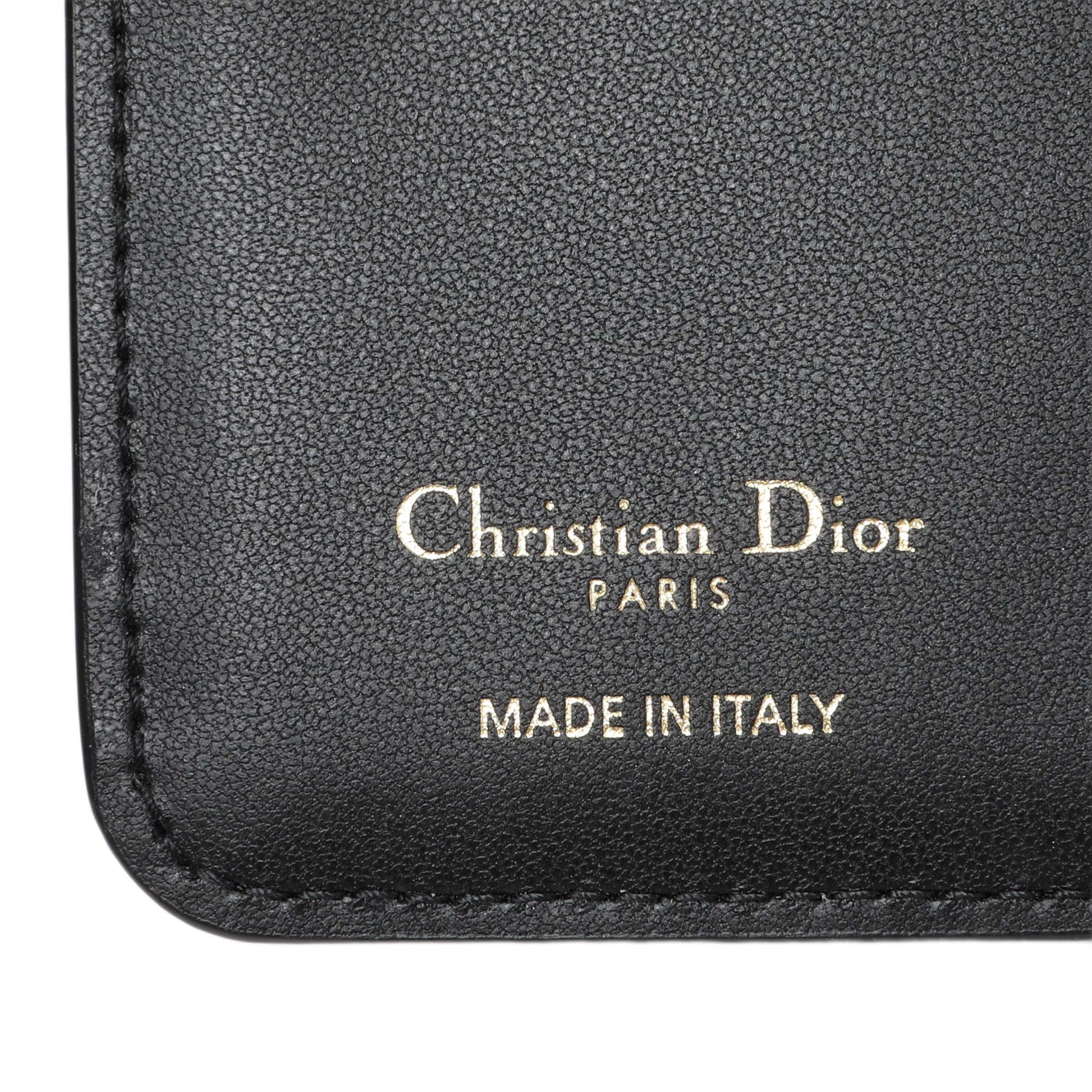 Exclusive Christian Dior Black Grained Calfskin Supple Cannage Caro Scarlet Zipped Wallet — Lifestyle View