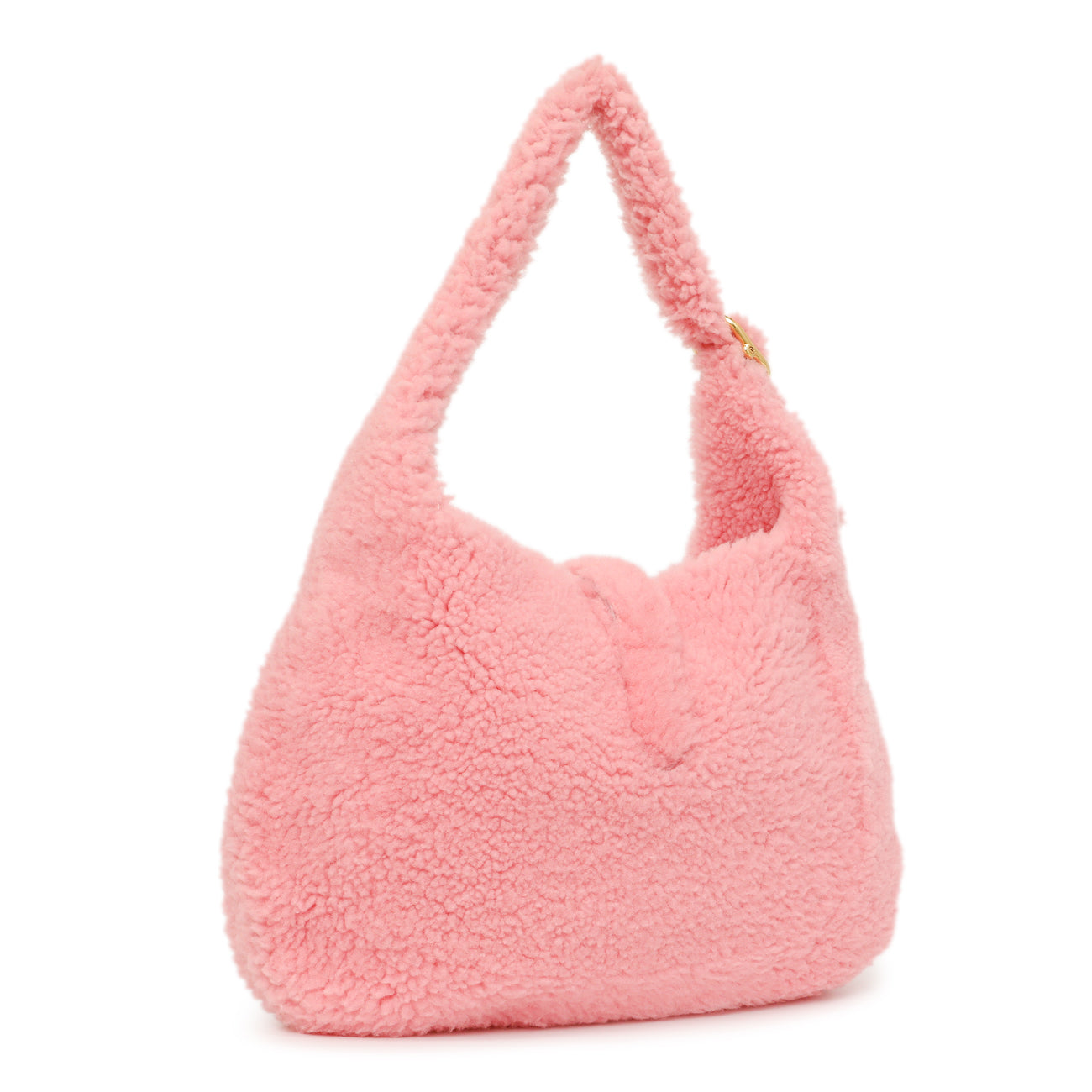 Exclusive Gucci Lotus Pink Shearling Small Jackie 1961 Shoulder Bag — Side View