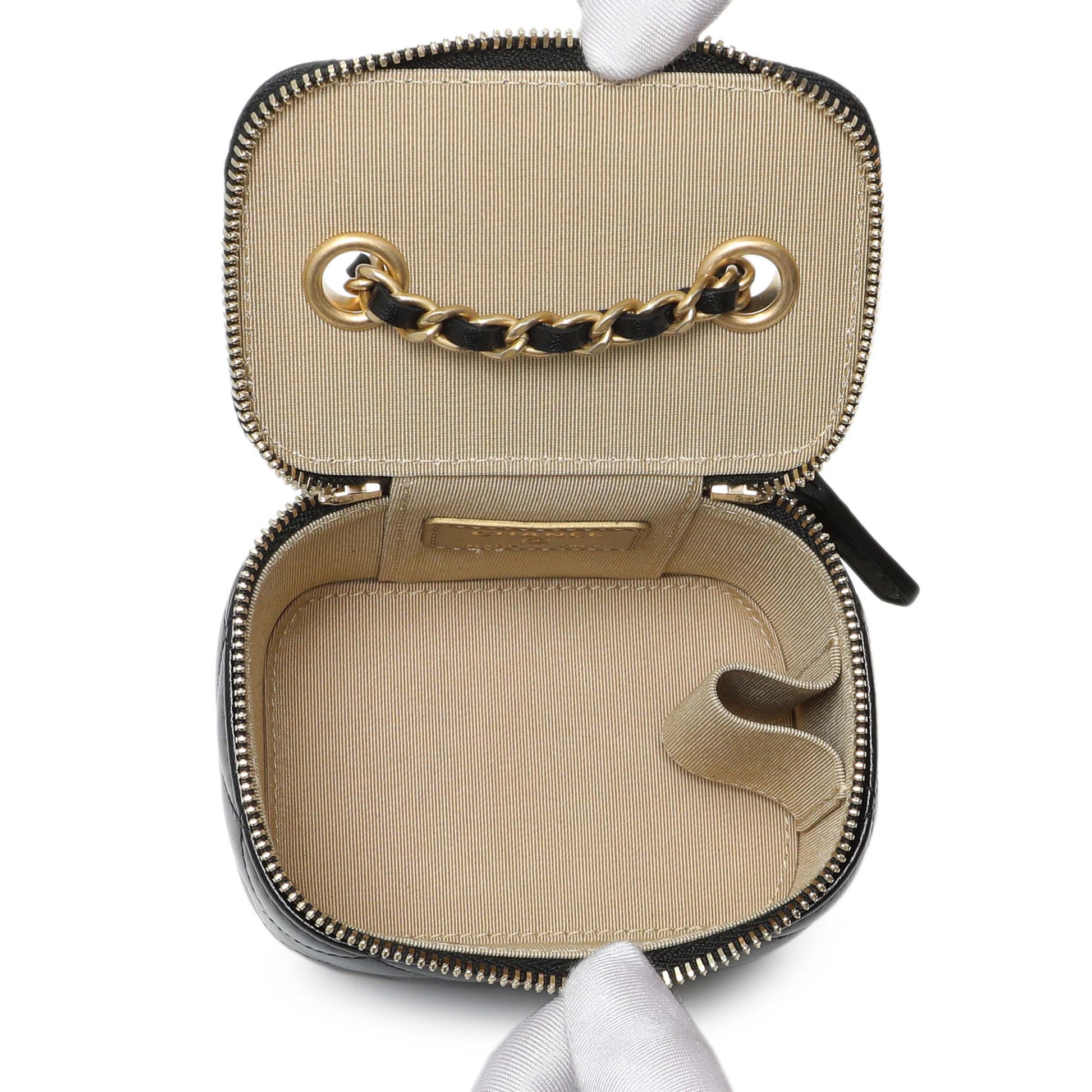 Exclusive Chanel Black Lambskin Mini Pearl Crush Vanity — Top View