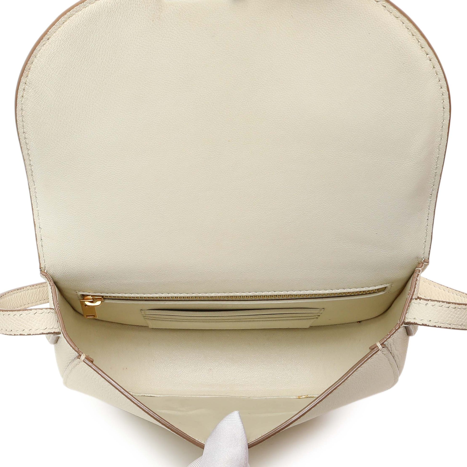 Exclusive Celine Ivory Grained Calfskin Small Trotteur — Detail View