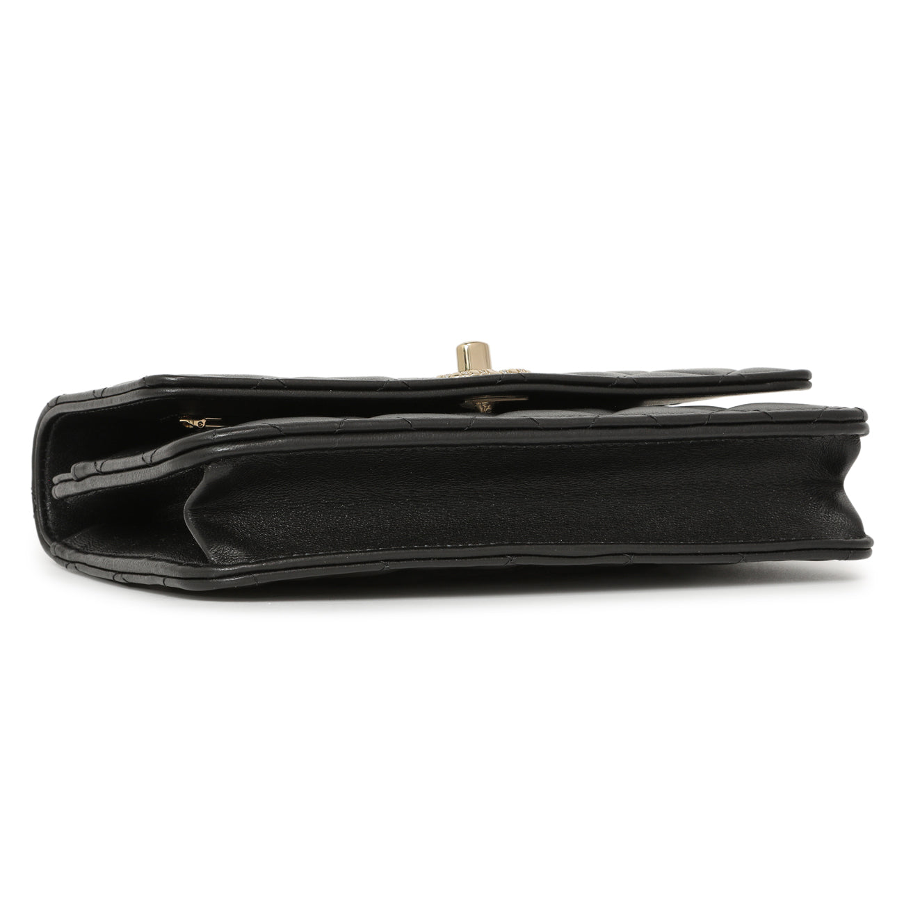 Exclusive Chanel Black Quilted Lambskin Crystal Top Handle Wallet on Chain WOC — Back View