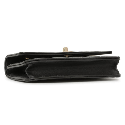 Exclusive Chanel Black Quilted Lambskin Crystal Top Handle Wallet on Chain WOC — Back View