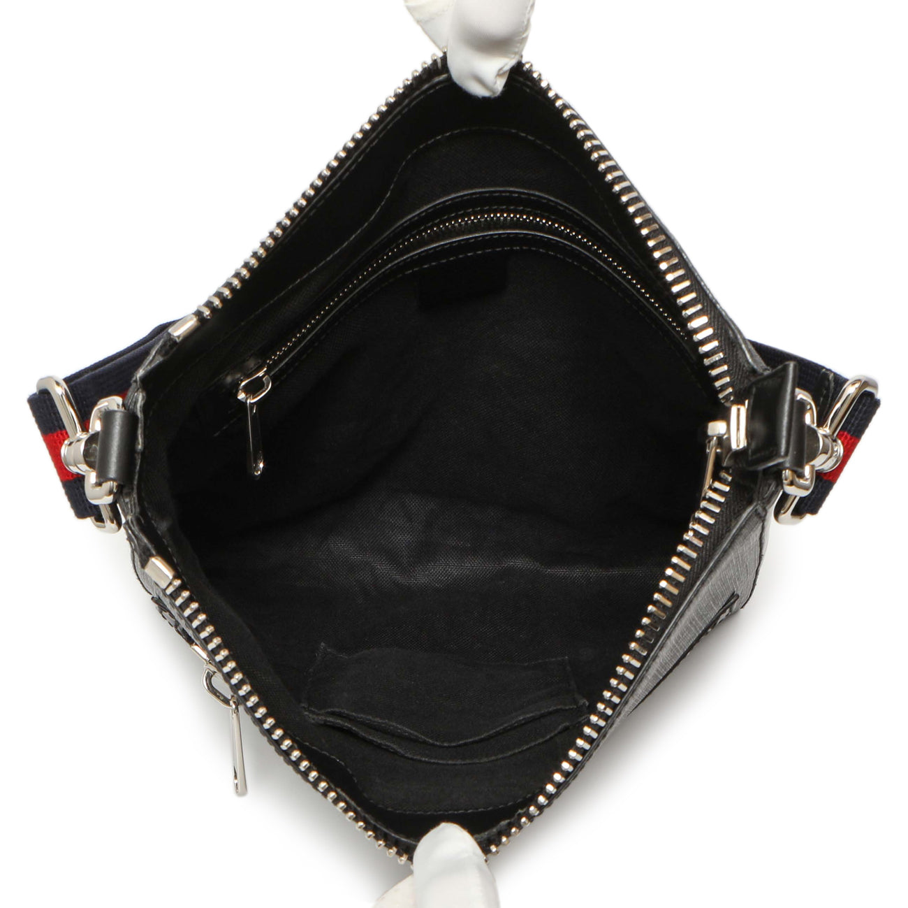 Exclusive Gucci GG Supreme Monogram Web Flat Messenger Bag — Top View