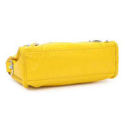 Exclusive Balenciaga Yellow Agneau Classic Hardware Mini City — Back View
