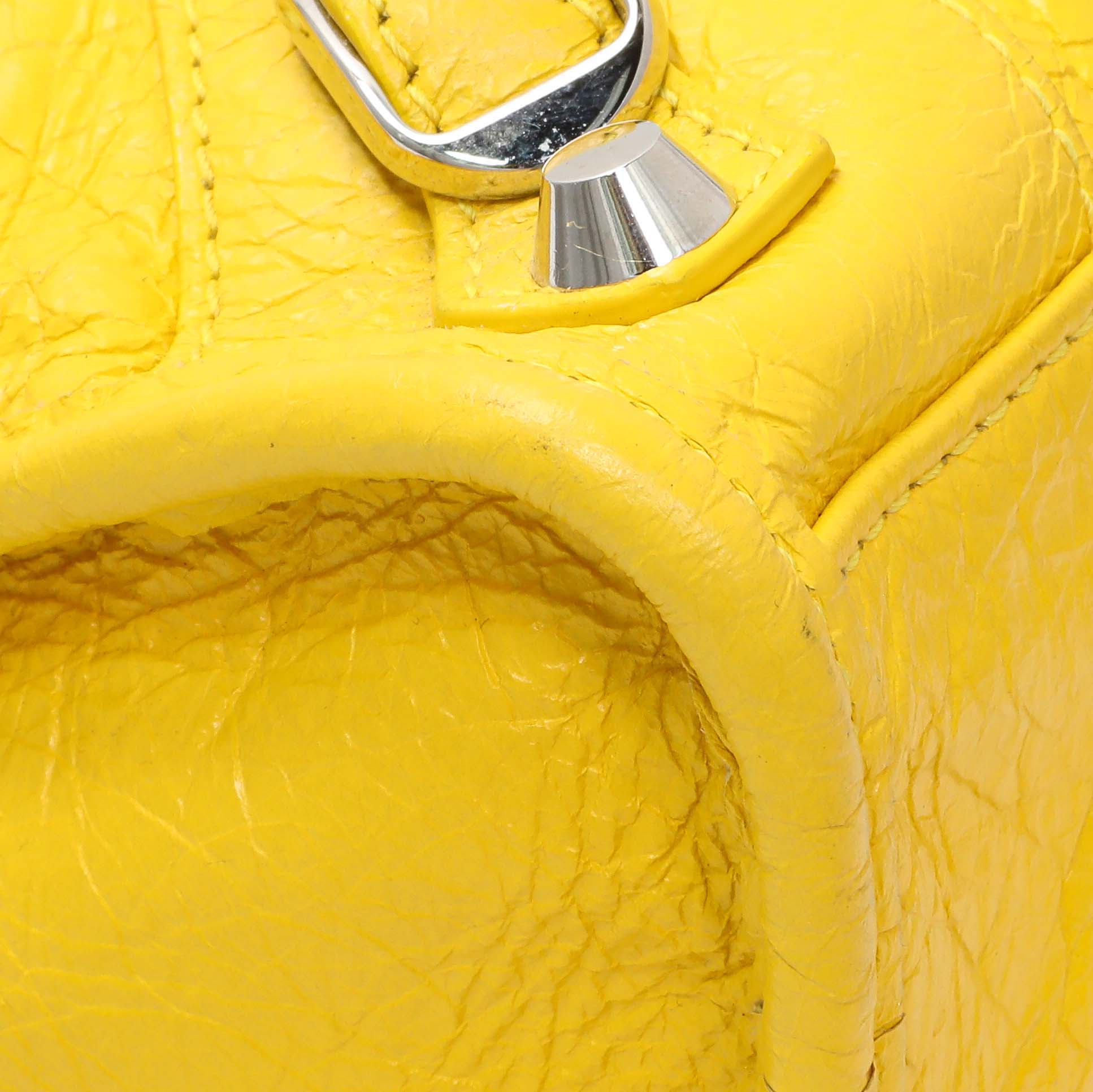 Exclusive Balenciaga Yellow Agneau Classic Hardware Mini City — Top View