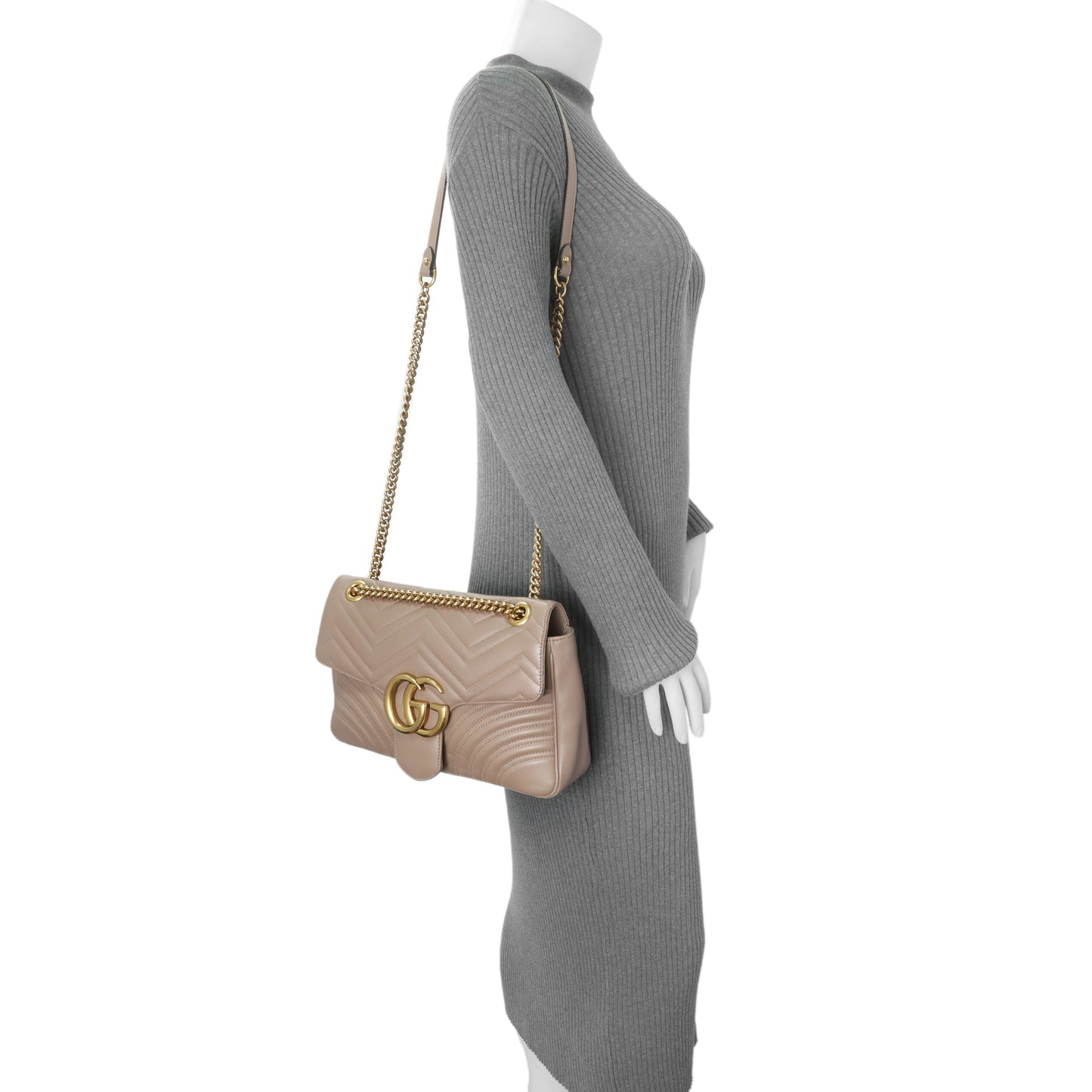 Exclusive Gucci Porcelain Rose Calfskin Matelasse Medium GG Marmont Shoulder Bag — Alternate View 15