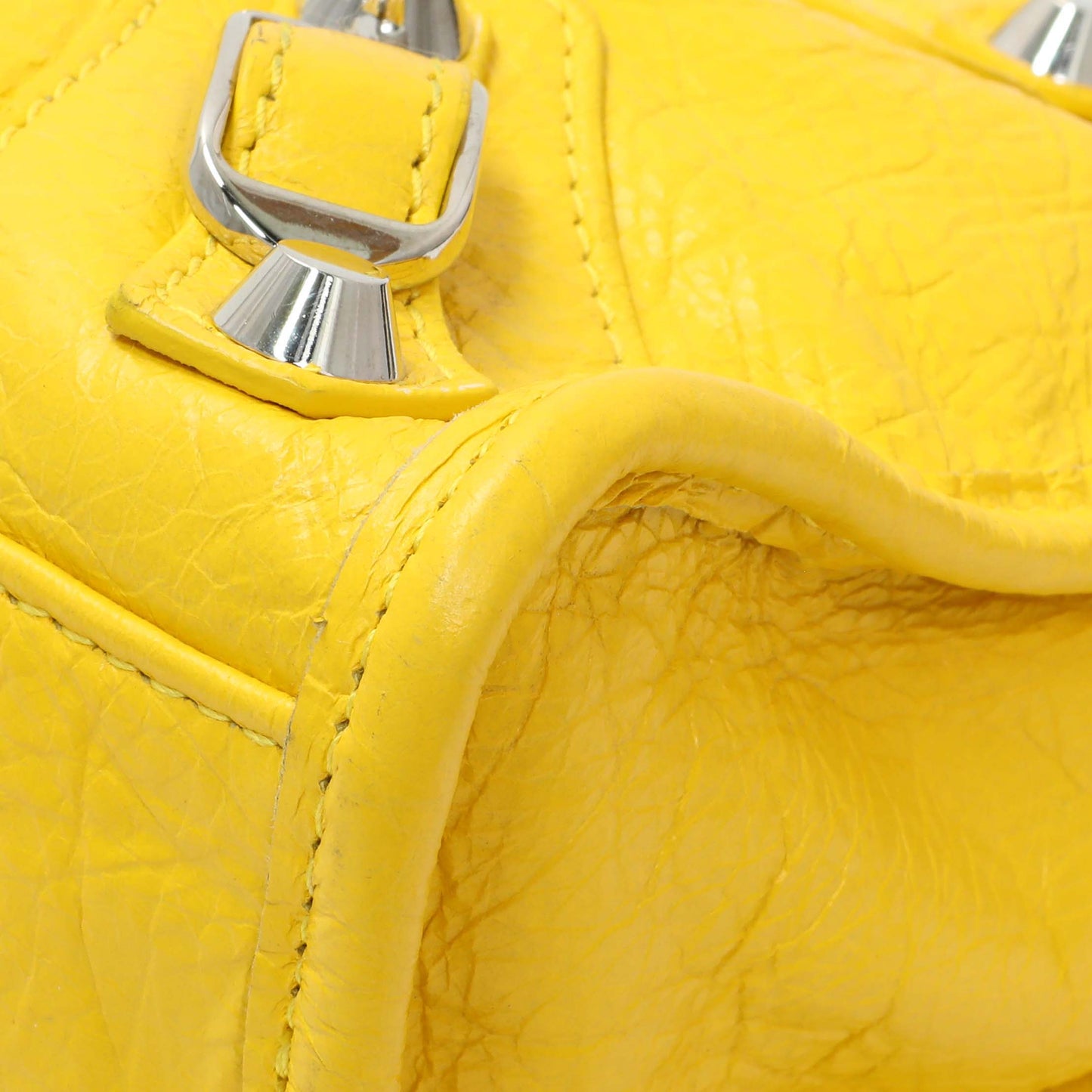Exclusive Balenciaga Yellow Agneau Classic Hardware Mini City — Detail View