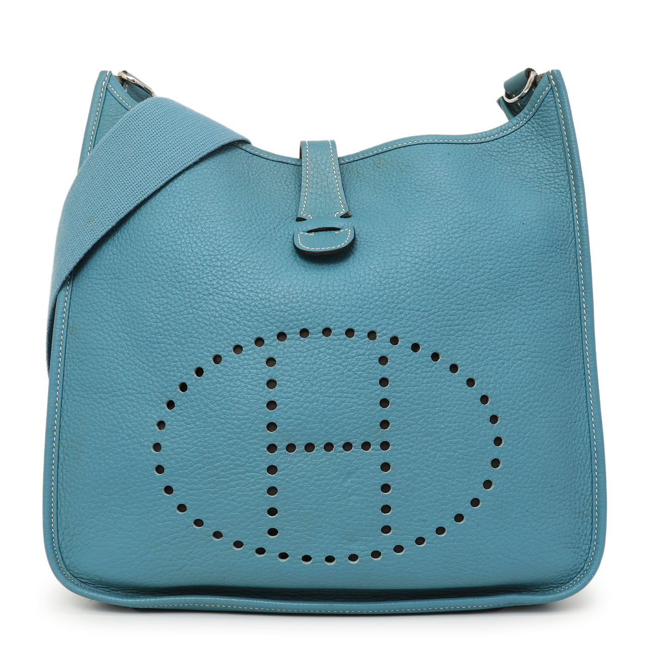 Exclusive Hermes Blue Jean Clemence Evelyne III GM — Front View