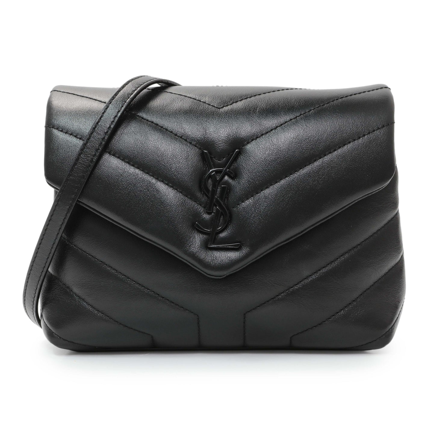 Exclusive Saint Laurent Black Calfskin Monogram Toy Loulou Crossbody — Front View