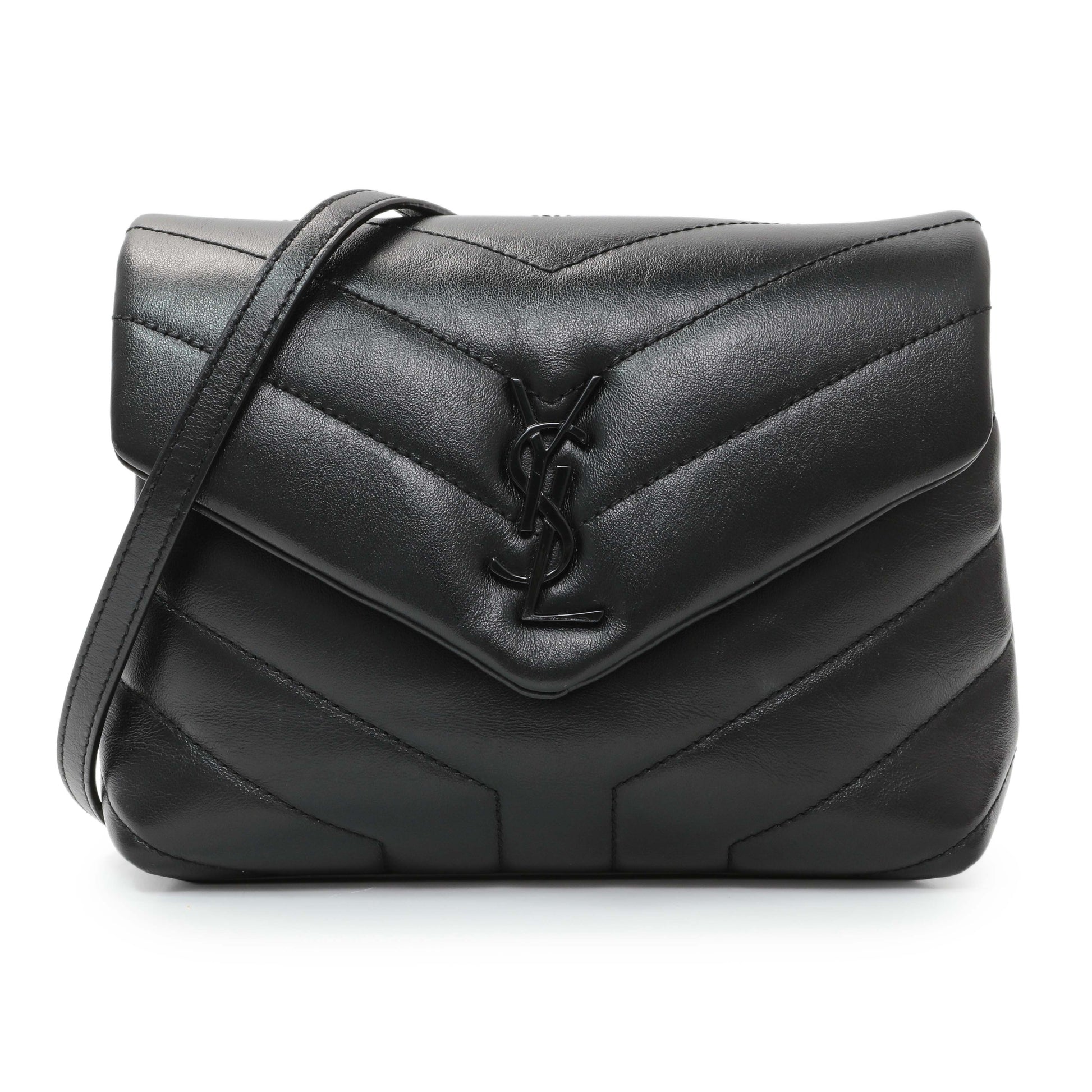 Exclusive Saint Laurent Black Calfskin Monogram Toy Loulou Crossbody — Front View