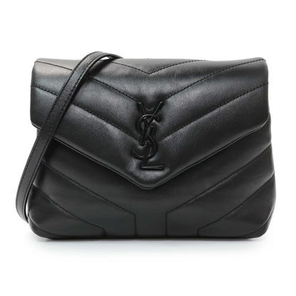 Exclusive Saint Laurent Black Calfskin Monogram Toy Loulou Crossbody — Front View