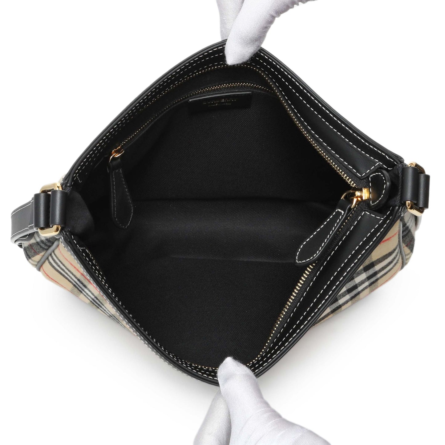 Exclusive Burberry Vintage Black Nova Check Shoulder Bag — Top View