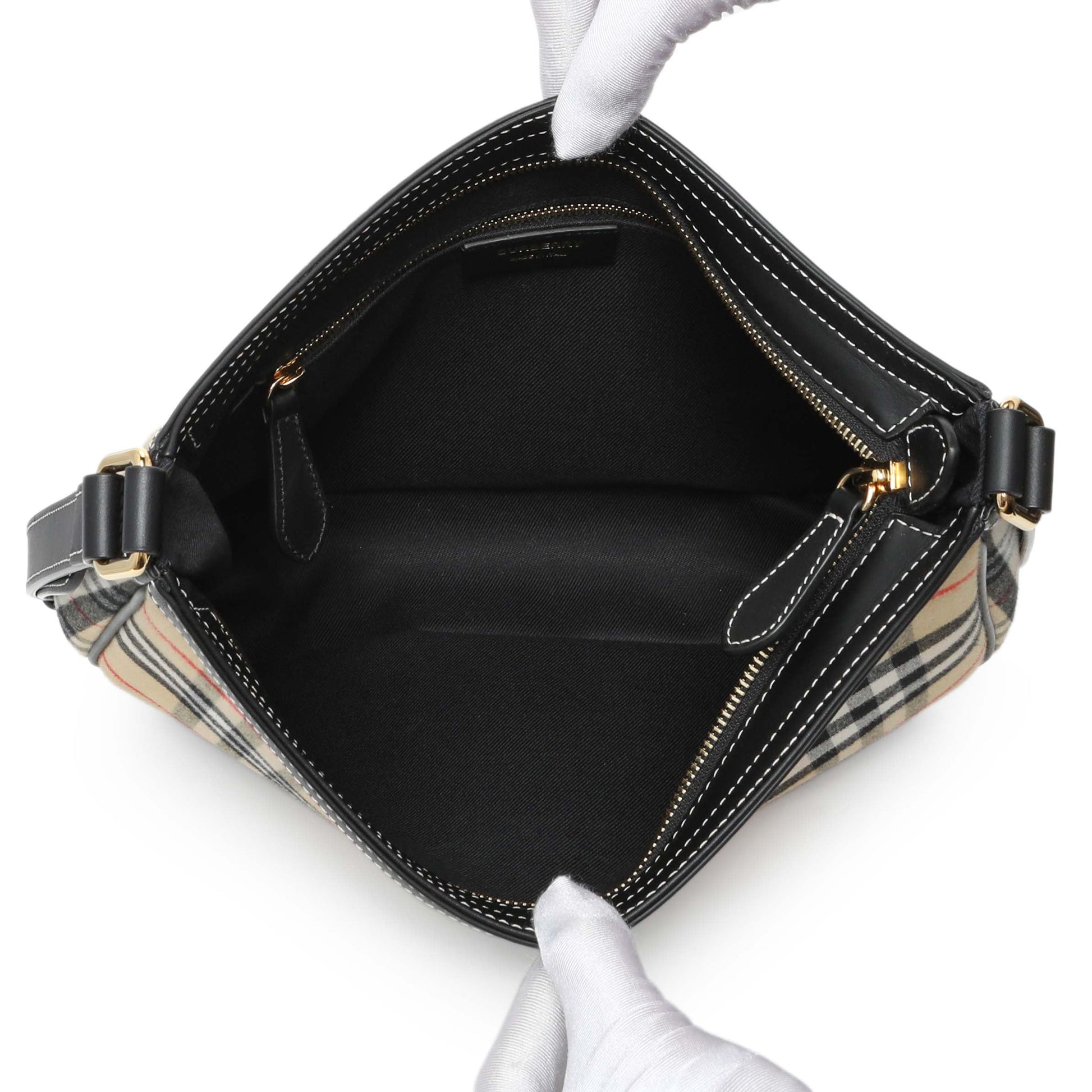 Exclusive Burberry Vintage Black Nova Check Shoulder Bag — Top View