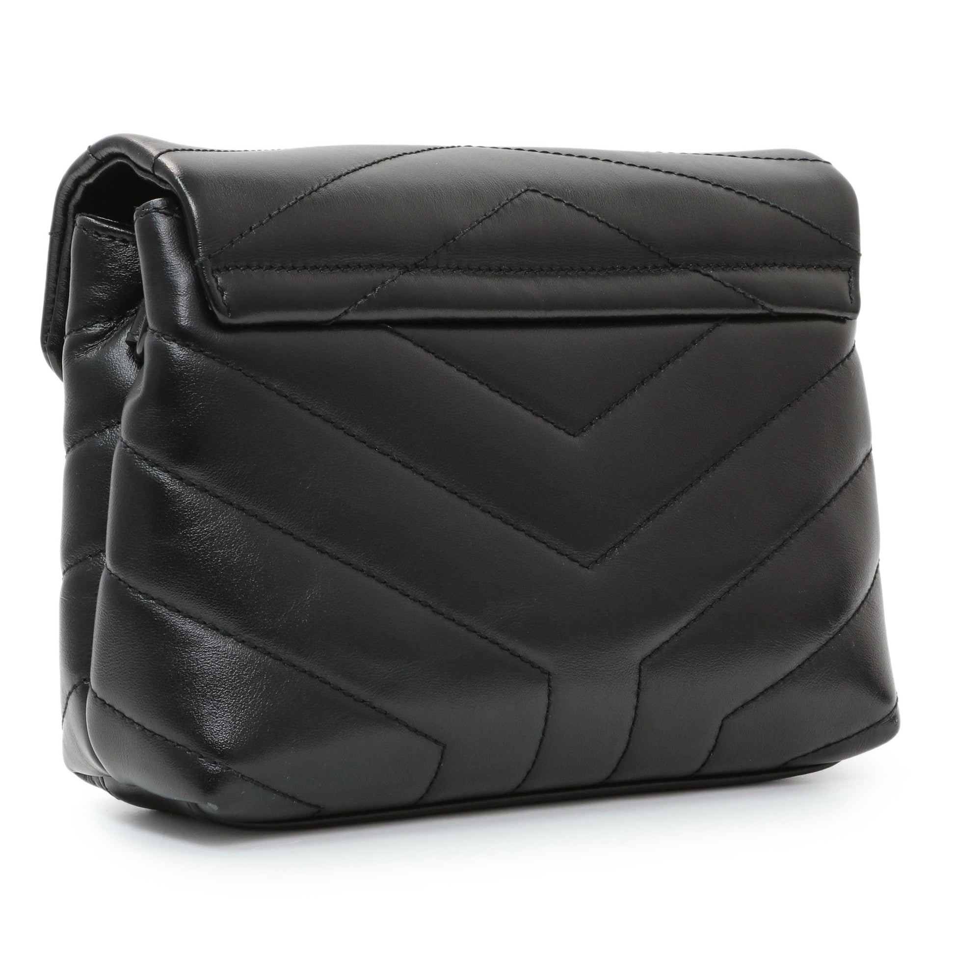 Exclusive Saint Laurent Black Calfskin Monogram Toy Loulou Crossbody — Side View